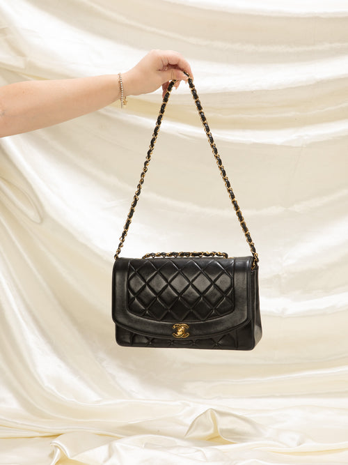 Vintage Geometric Diana Medium Flap Bag Quilted Lambskin 2M