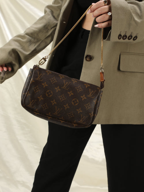 Louis Vuitton Félicie Pochette Womens Chain Shoulder Bag M61276 Brown, 014400018685