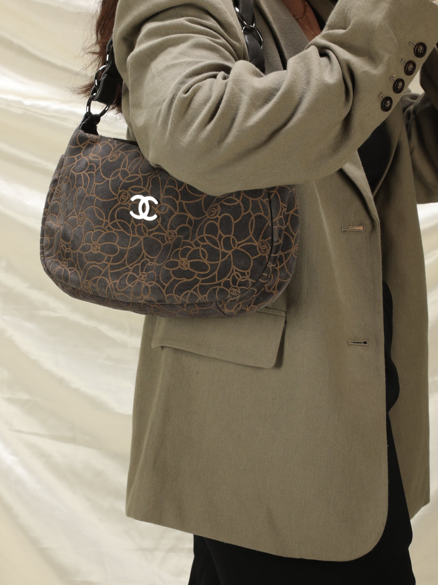 Chanel Camellia Suede Shoulder Bag – SFN