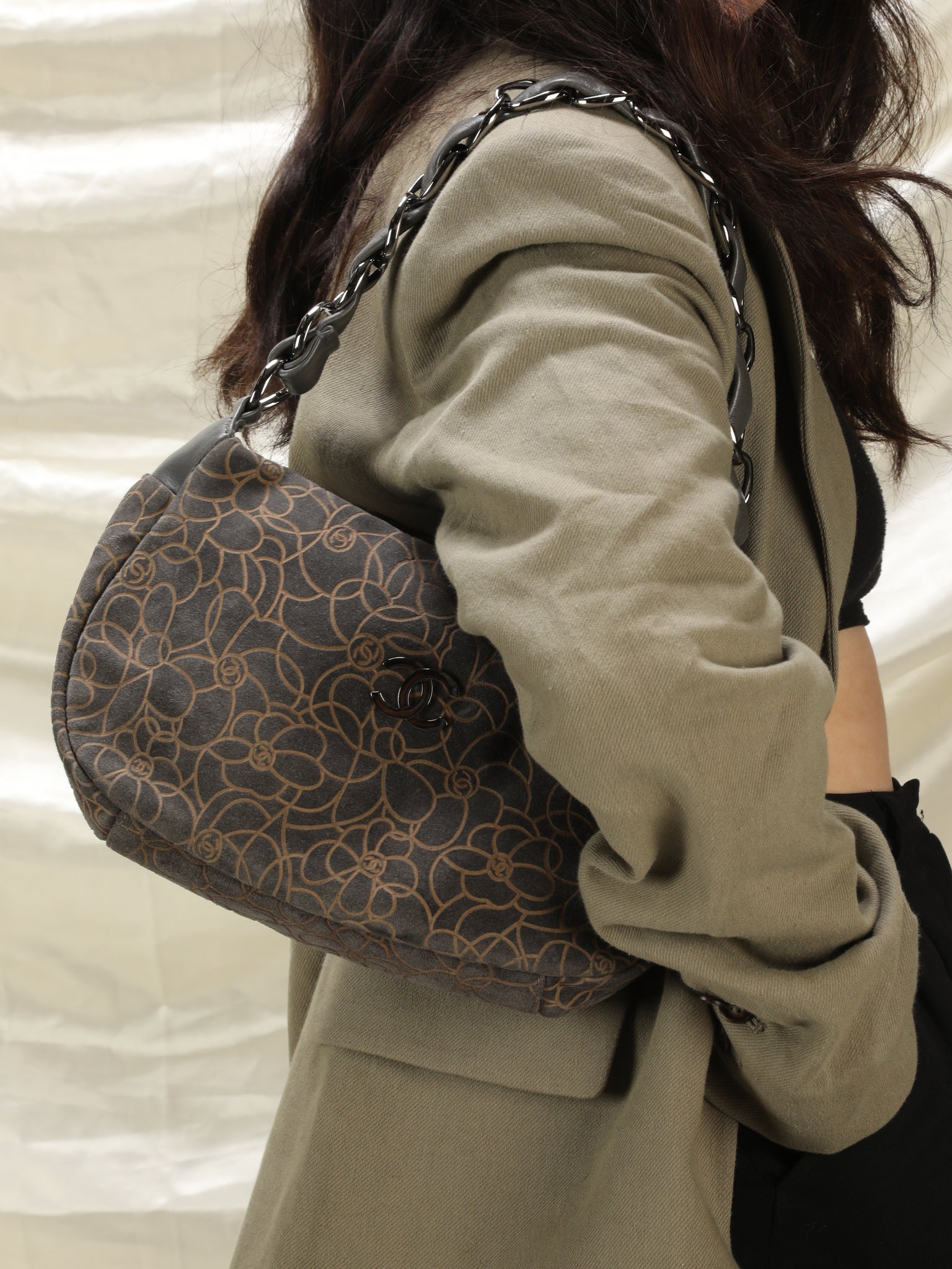 Chanel Camellia Suede Shoulder Bag – SFN