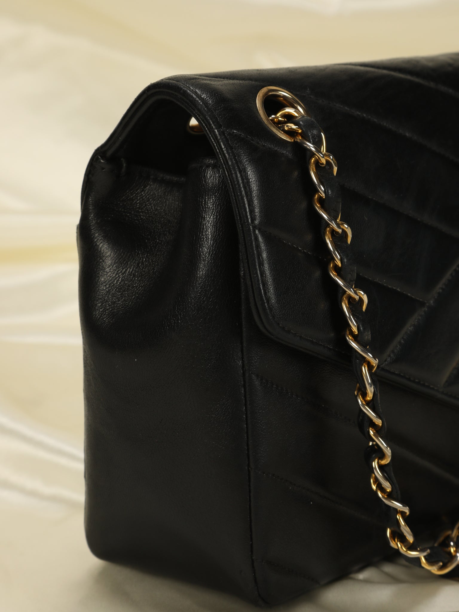 Rare Chanel Lambskin Chevron Shoulder Bag