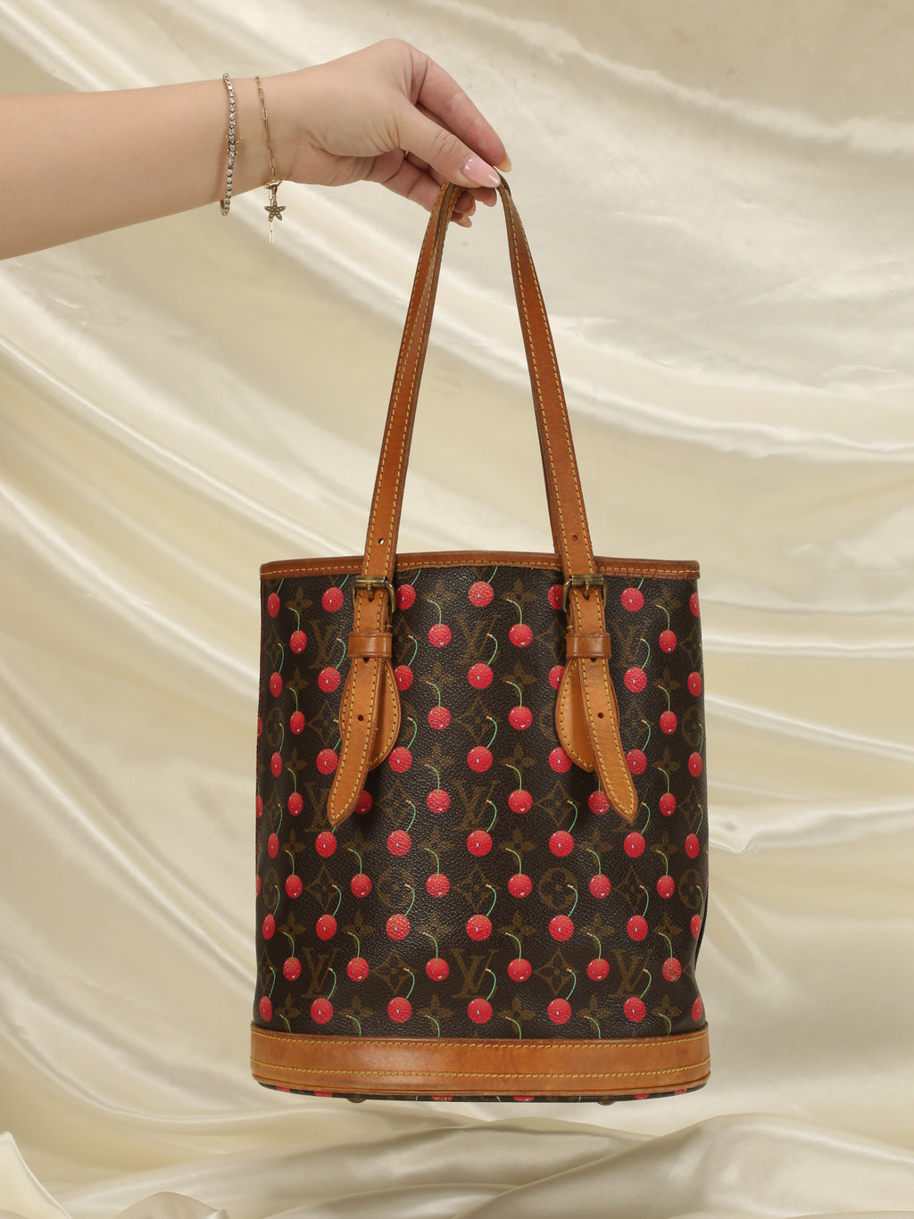 Louis Vuitton Red Leather Murakami Rare Cherry Bucket Handbag
