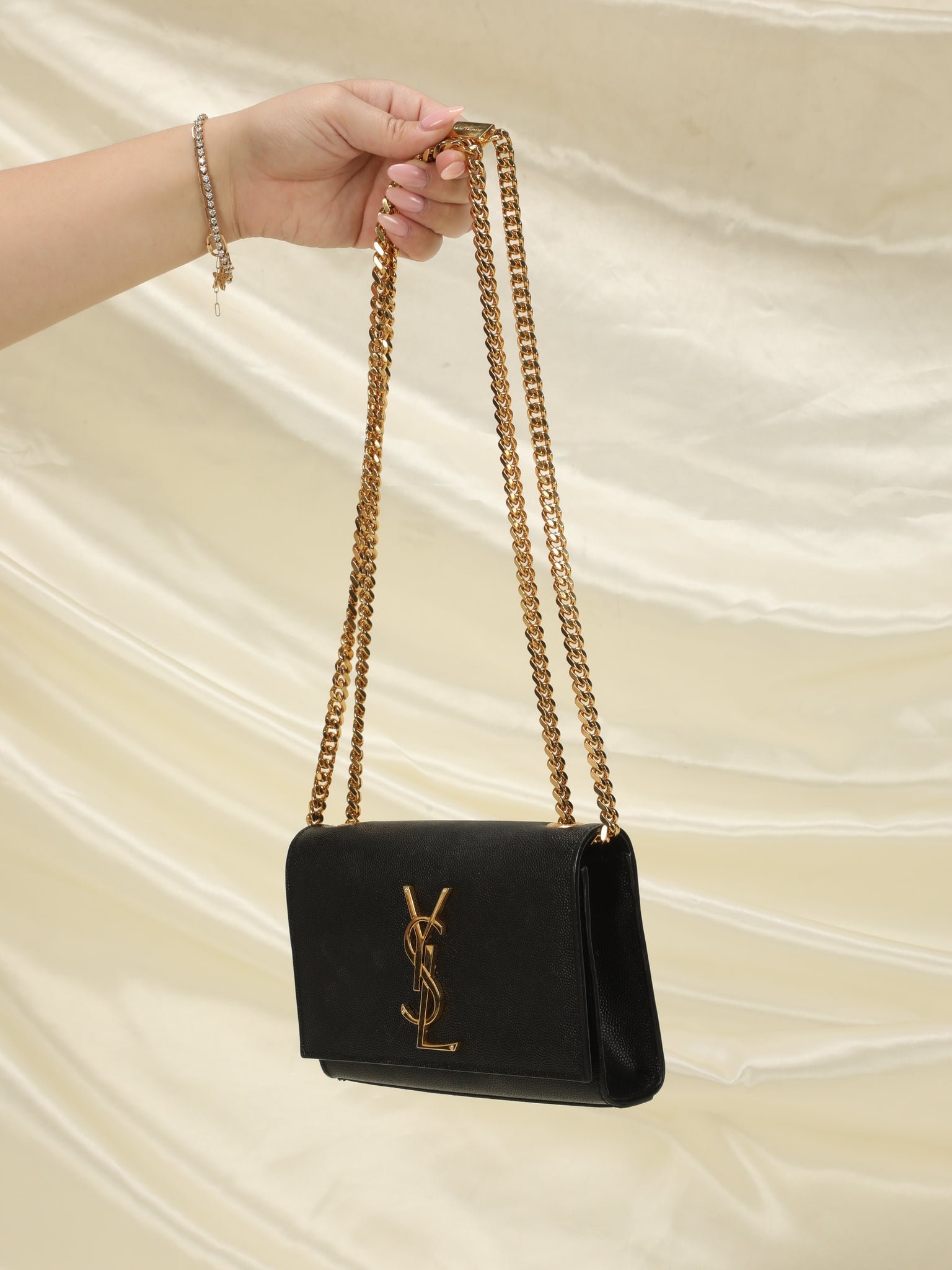 Saint Laurent Kate Small YSL Crossbody Bag in Grained Leather | Neiman  Marcus