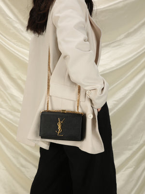Saint Laurent Small Kate Grained Leather Crossbody Bag