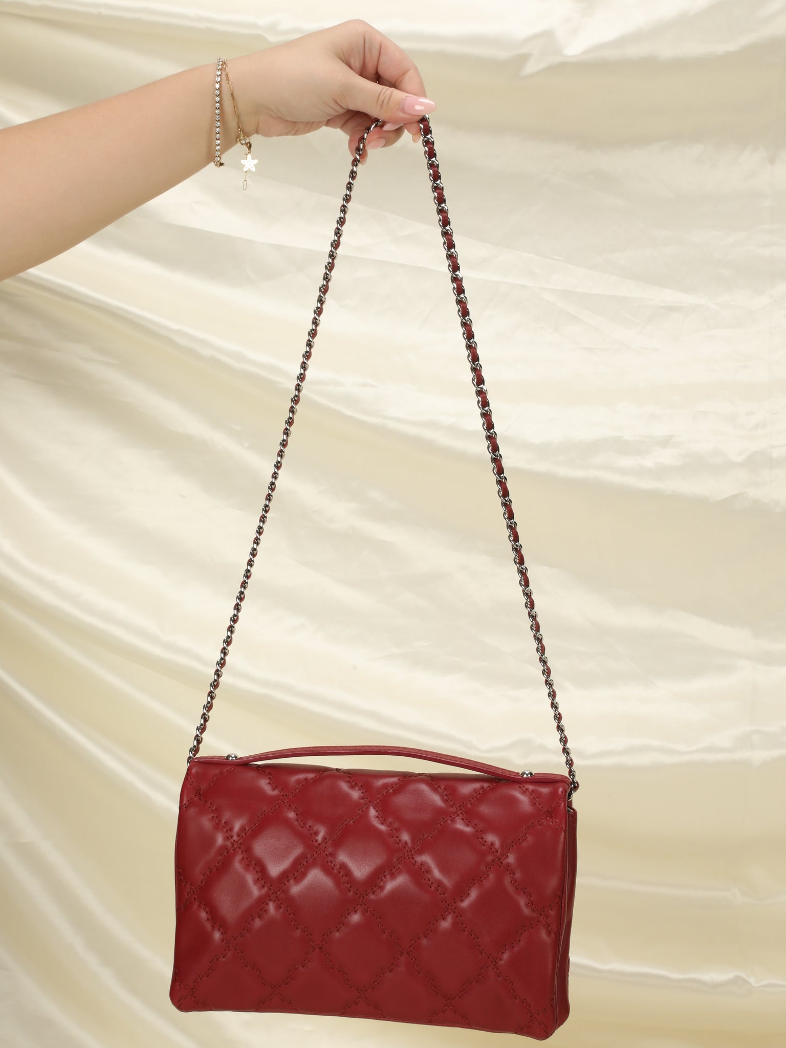 Exclusive Selection , CHANEL , Mini handle flap bag wine red