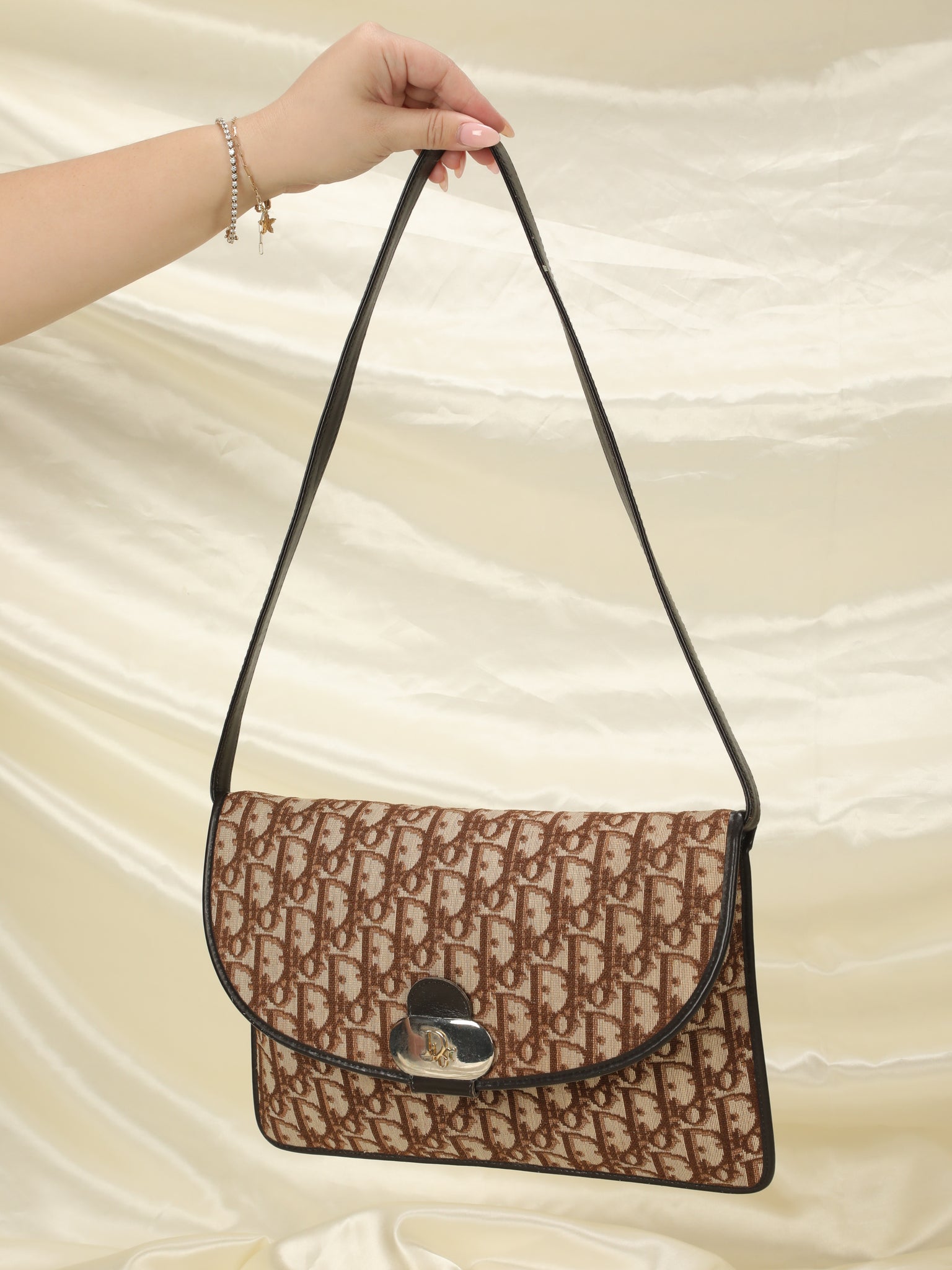 Authentic Vintage Dior Trotter Brown Top Handle Bag
