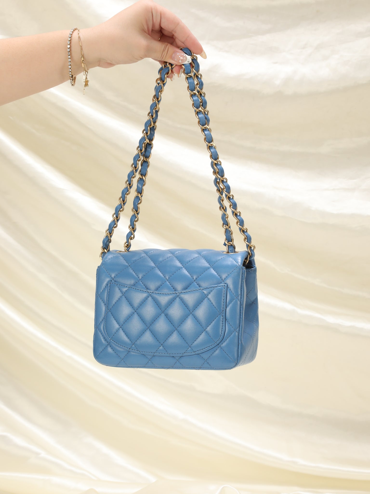 Chanel Blue Quilted Lambskin Leather Chanel 19 Small Flap Bag