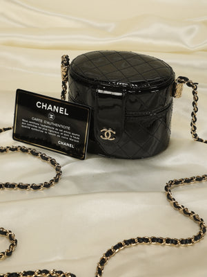 Rare Chanel Patent Quilted Vanity Bag