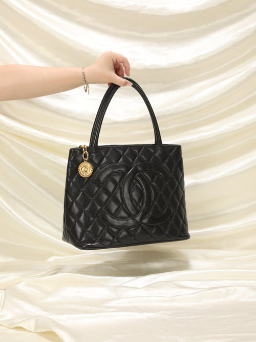 CHANEL Caviar Quilted Medallion Tote Black 1250923