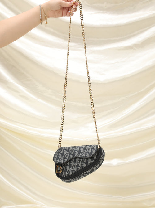 dior saddle pouch with chain
