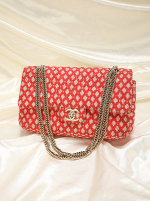 Chanel Red Tweed Double Flap Bag