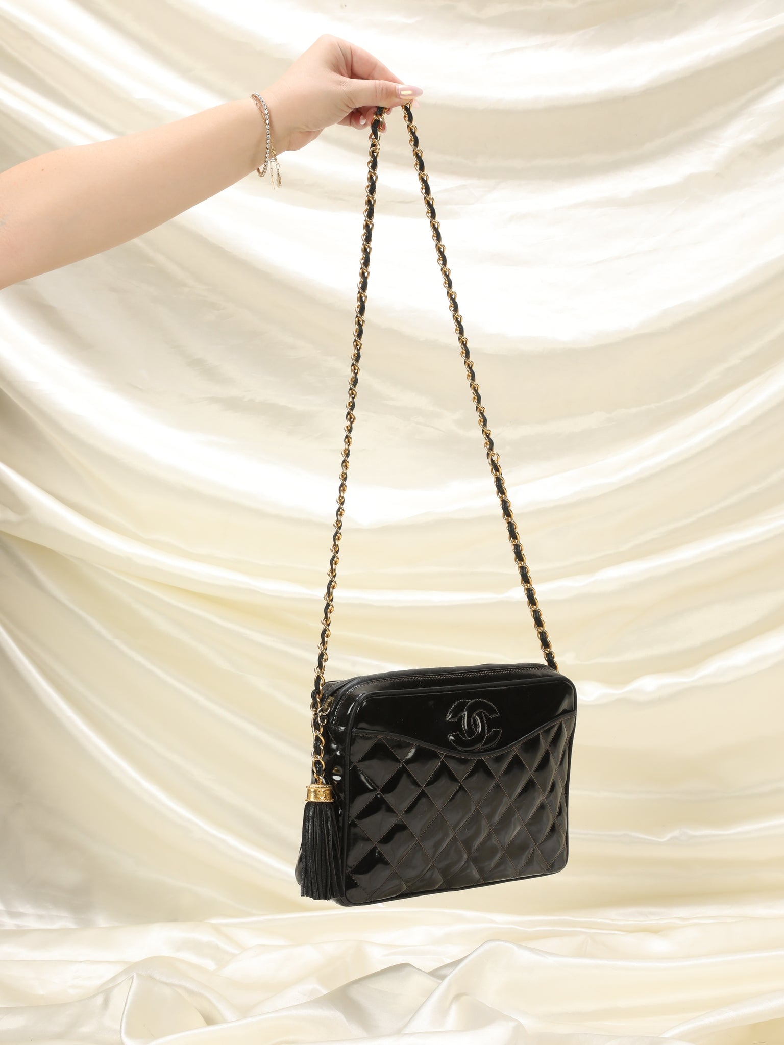 Extremely Rare Chanel Patent All Black Flap Bag – SFN