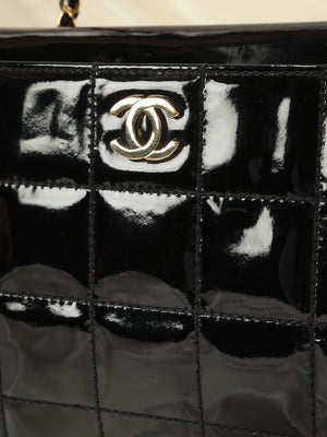 Chanel Patent Square Quilted Chain Tote