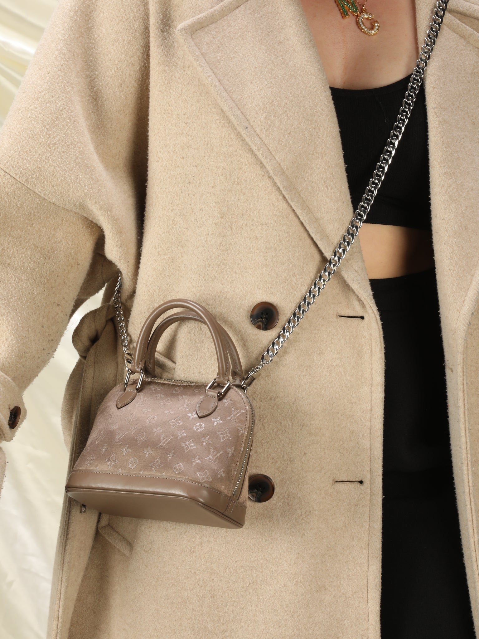Tan Louis Vuitton Monogram Satin Mini Alma Handbag – Designer Revival