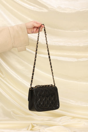 Chanel Black Quilted Caviar Leather Classic Mini Square Flap Bag Chanel