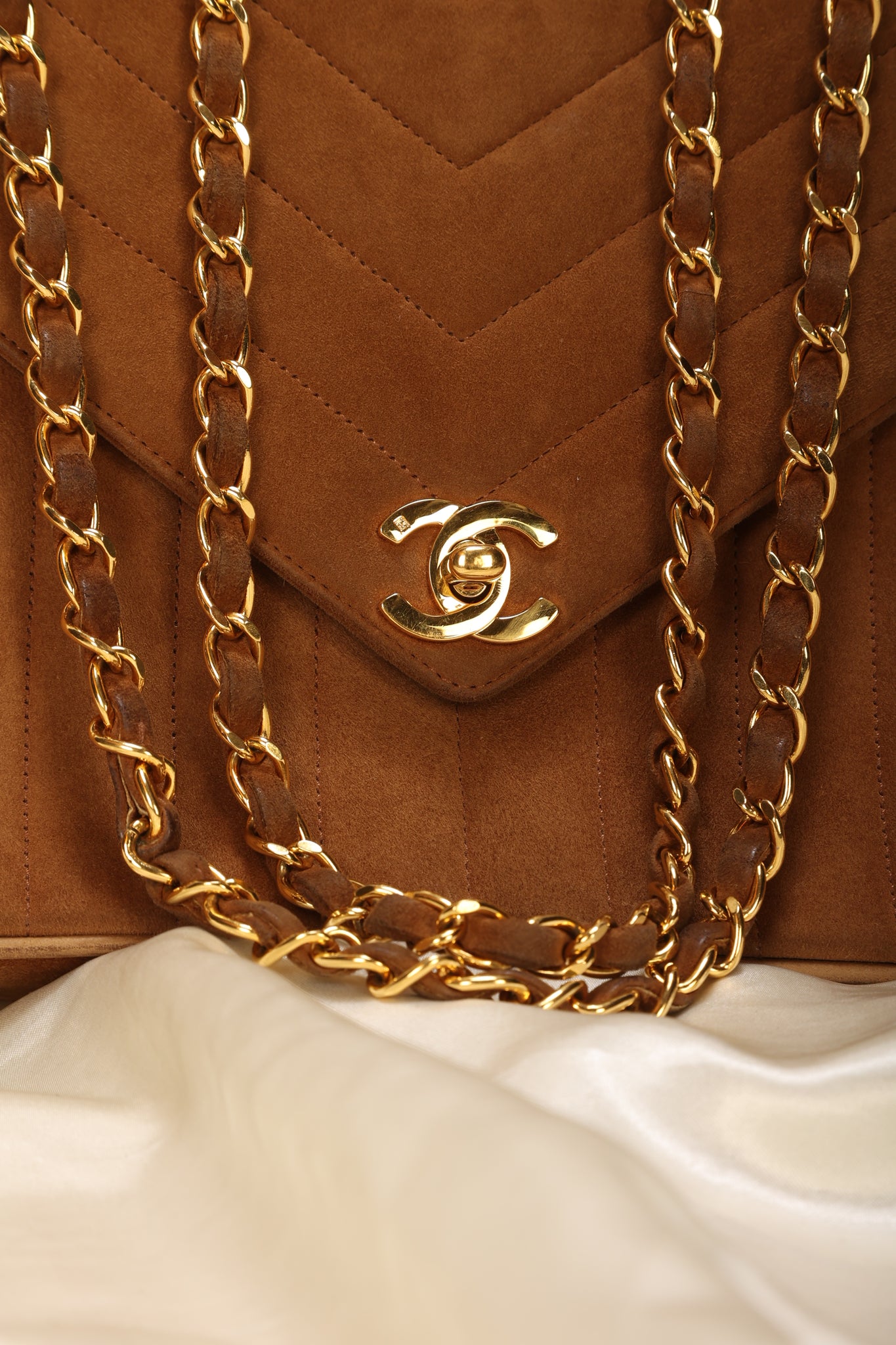 Rare Chanel Suede Chevron Flap Bag