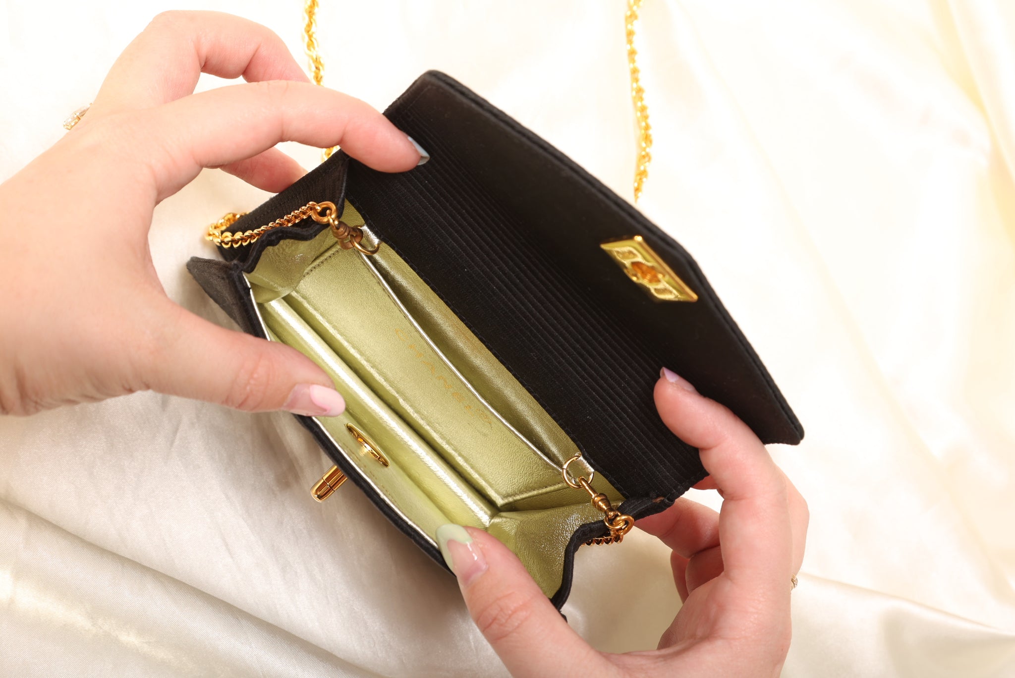 Chanel Chevron Satin Mini Flap Bag