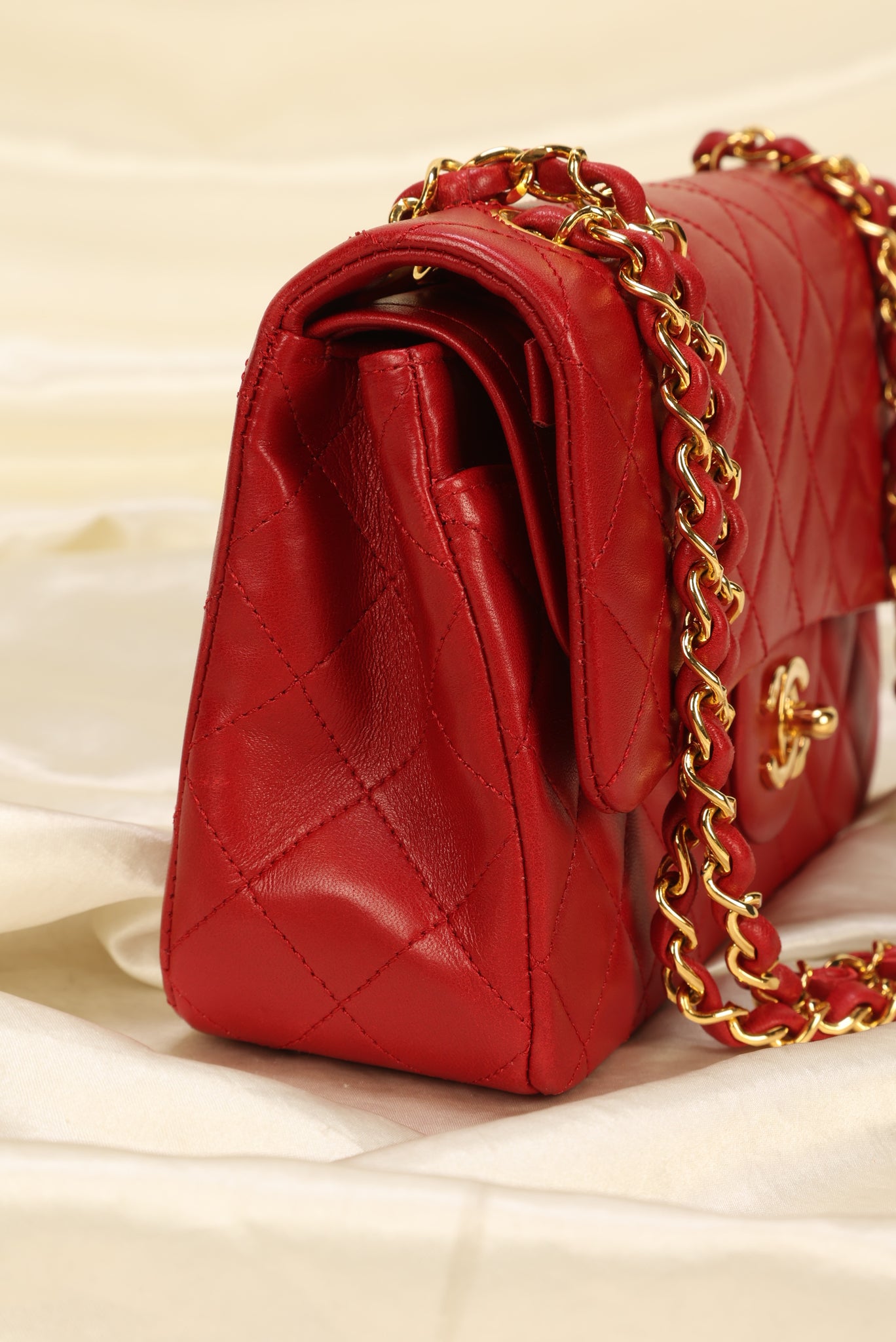 Chanel Lambskin Small Red Double Flap