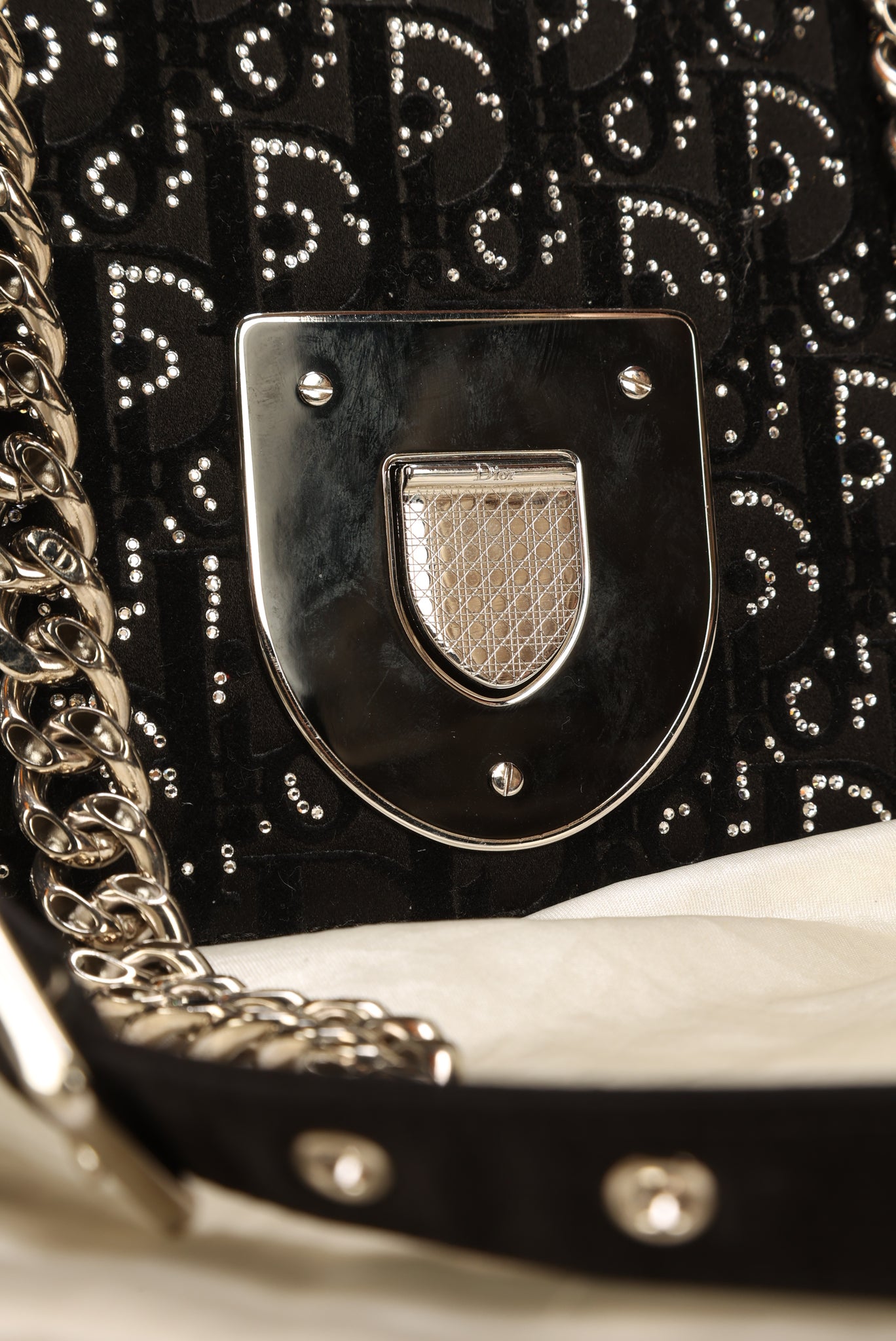 Extremely Rare Dior Crystal Velvet Satin Flap Bag