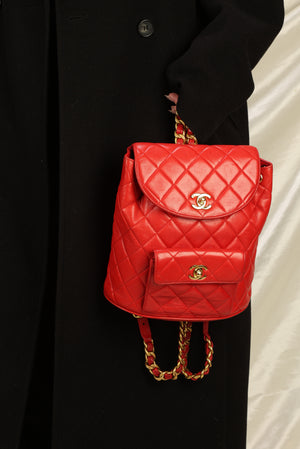 Extremely Rare Chanel Lambskin Double Turnlock Backpack