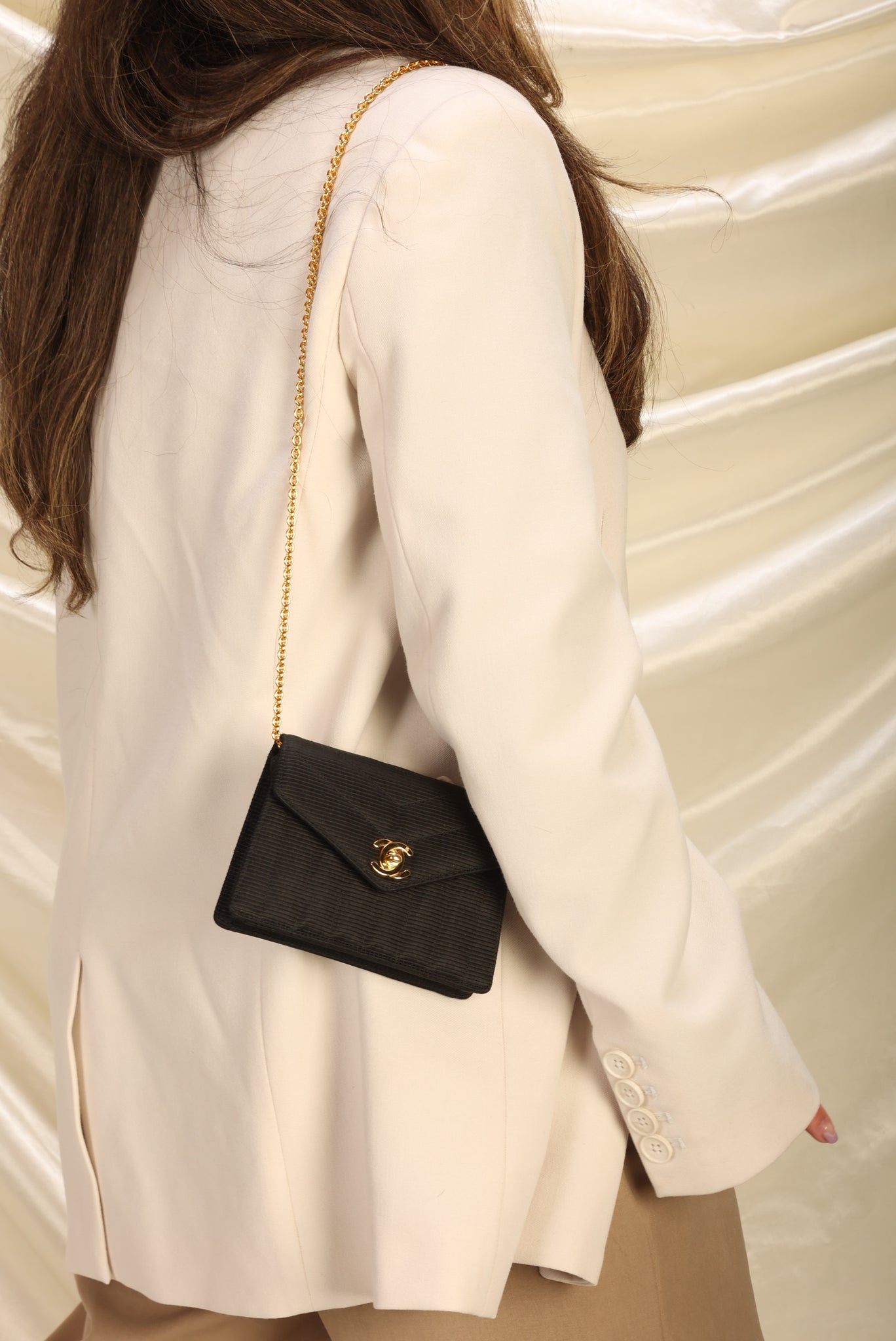 Chanel Chevron Satin Mini Flap Bag