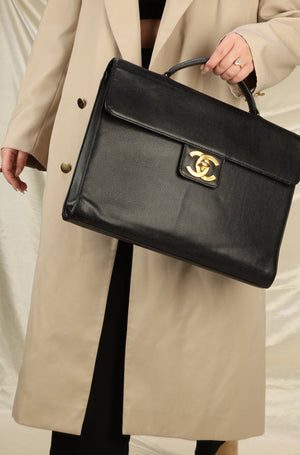 Chanel XL Logo Caviar Briefcase Bag