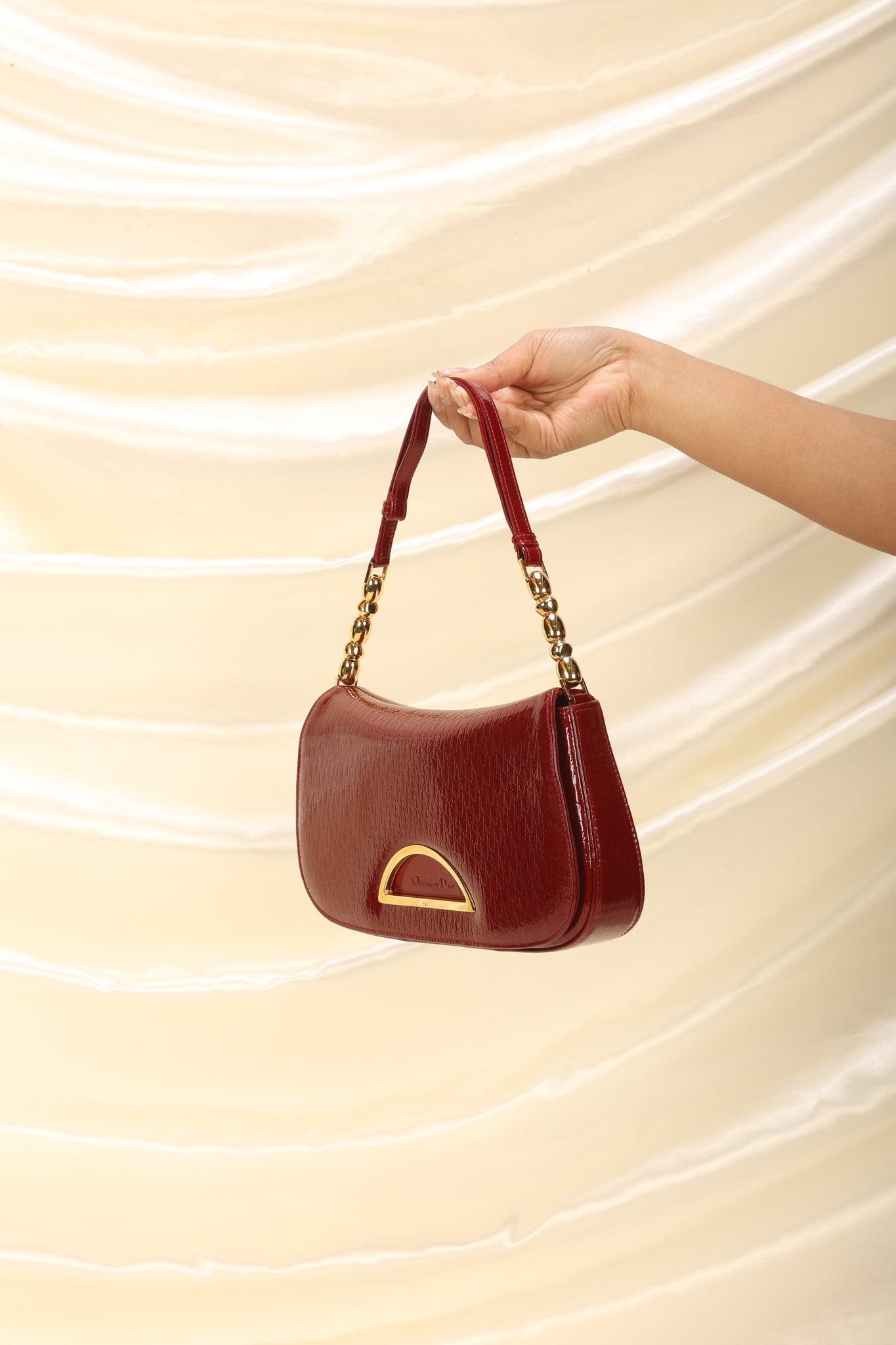 Dior Embossed Patent Shoulder Bag