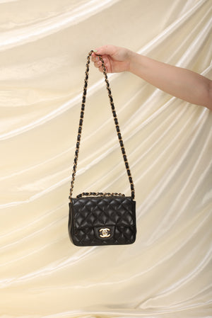 Chanel  Black Caviar Mini Rectangular Flap Bag with Light Gold Hardwa– TC