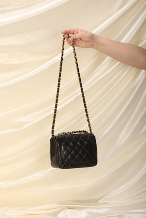 Chanel Mini Rectangular Flap Quilted Leather Shoulder Bag Black