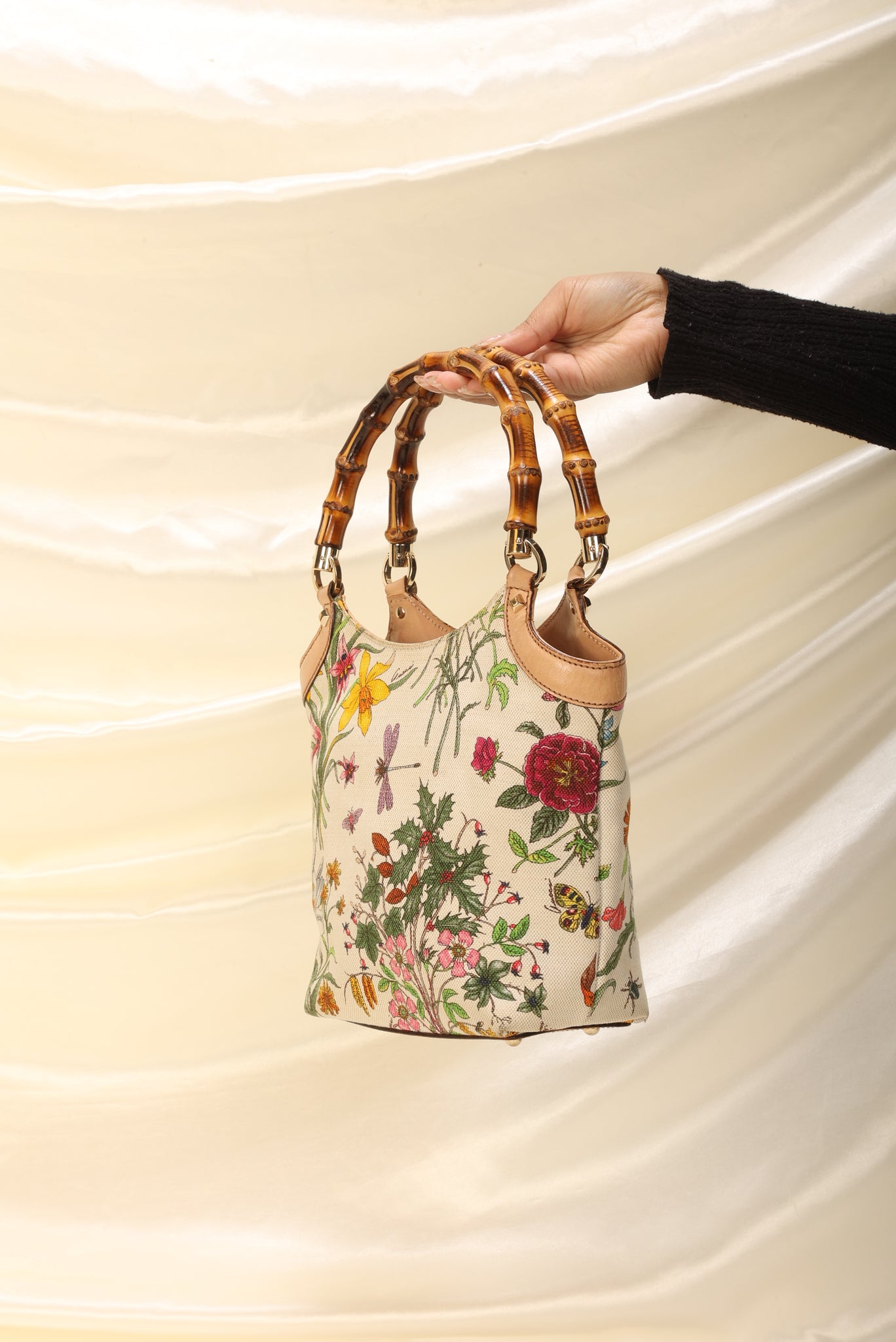 Gucci Floral Bamboo Tote