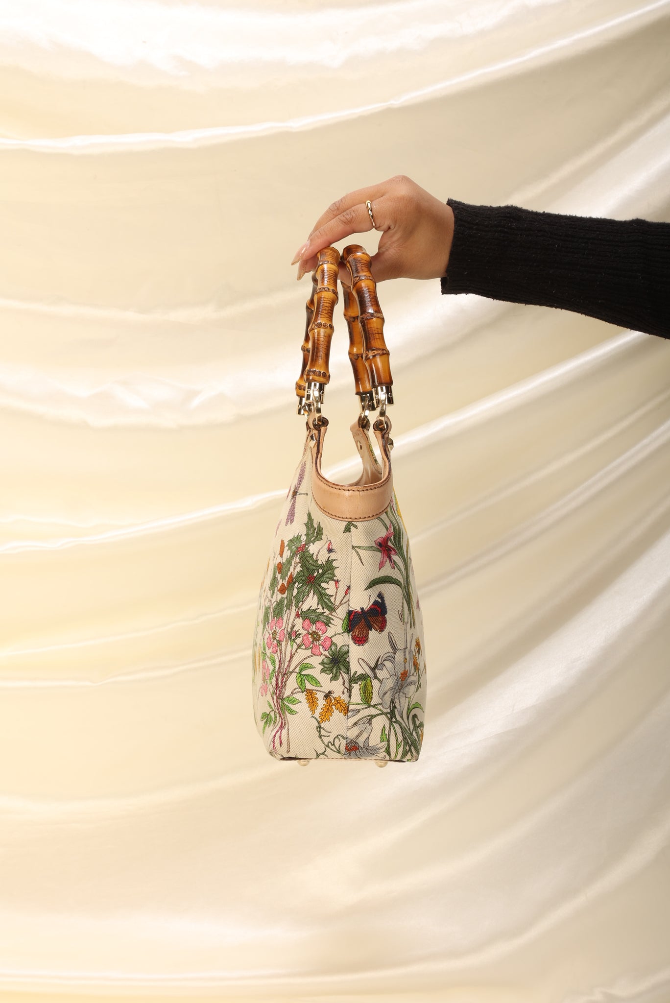 Gucci Floral Bamboo Tote