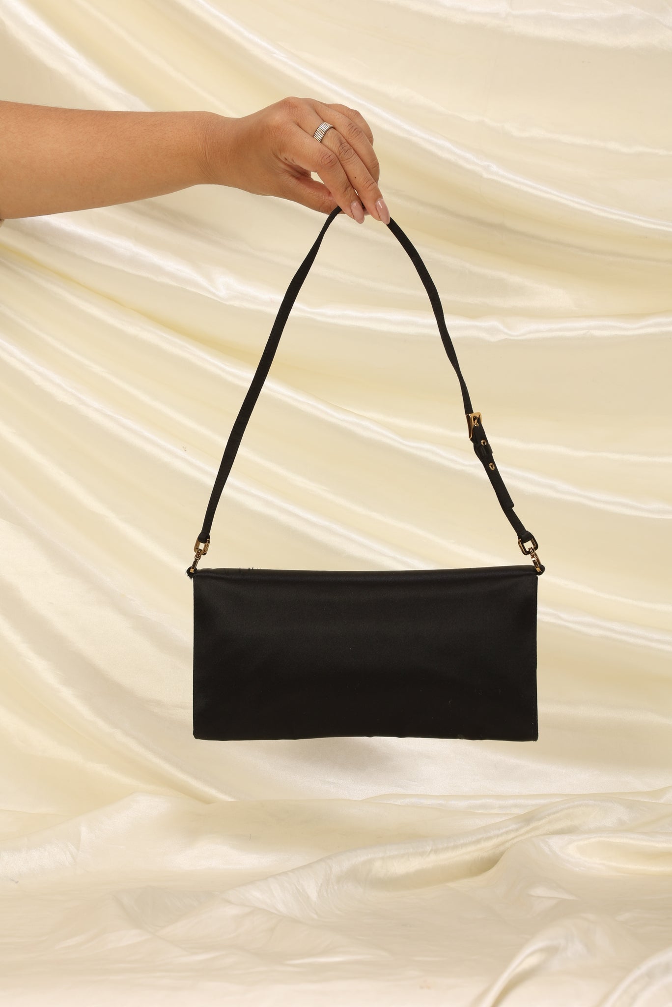 Excellent Condition] PRADA Triangle Logo Nylon Shoulder Bag Pochette Black