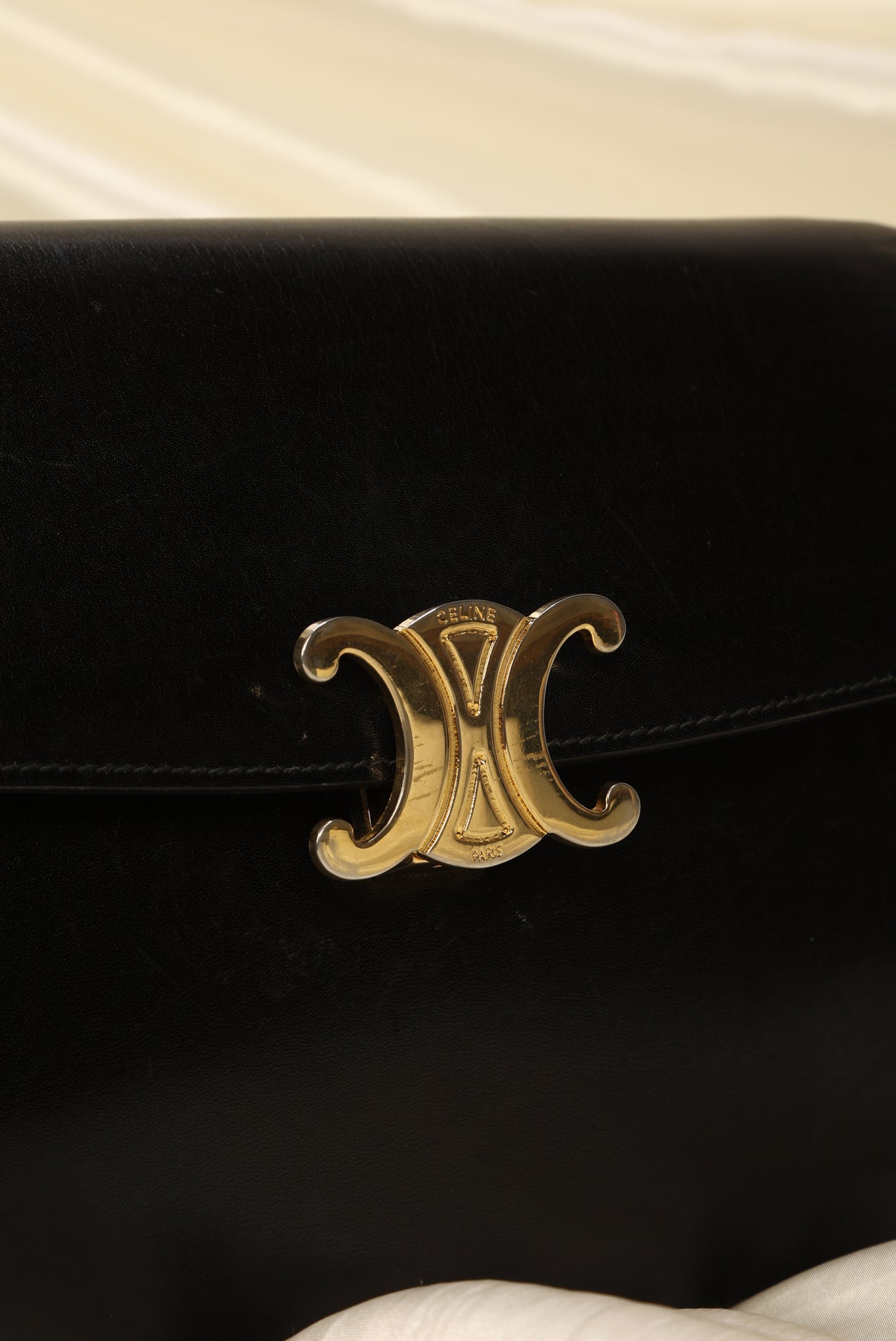 Rare Vintage Celine Triomphe Box Calf Shoulder Bag – SFN