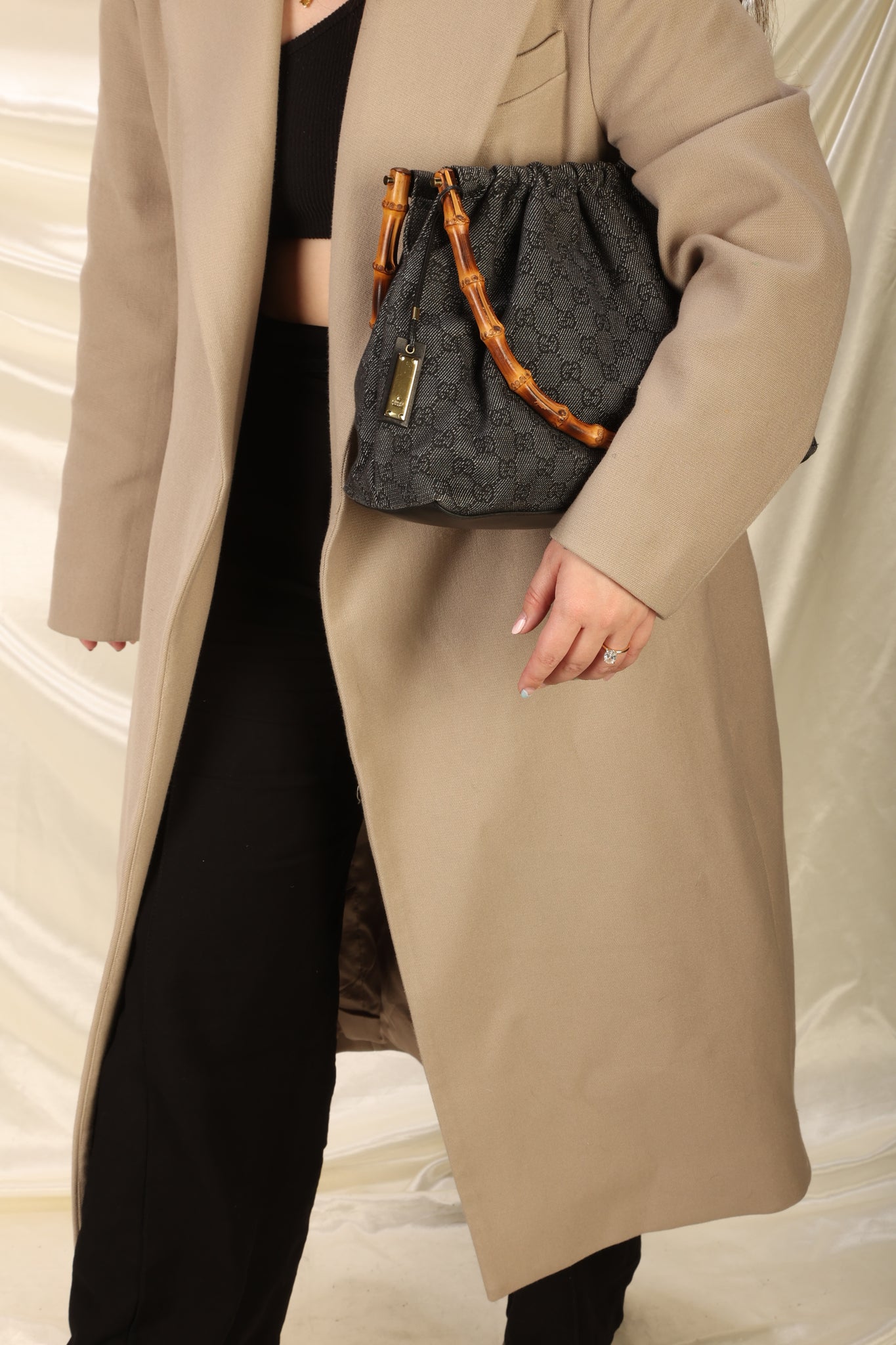 Gucci Denim Bamboo Shoulder Bag