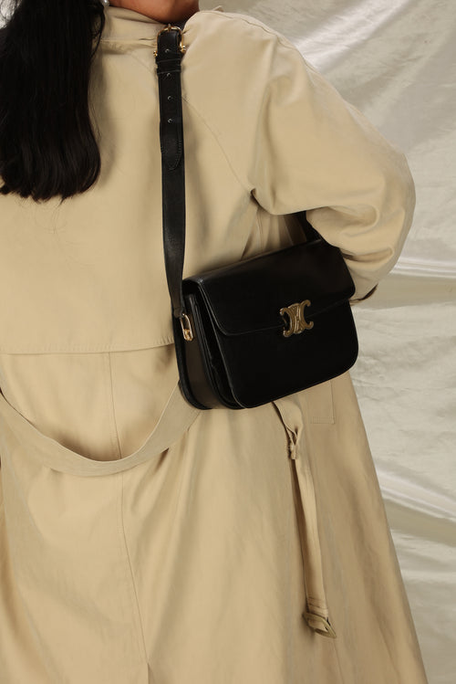 Celine Vintage Triomphe Shoulder Bag Leather Medium