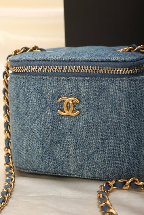 Chanel Vintage Timeless Cosmetic Case Denim Medium