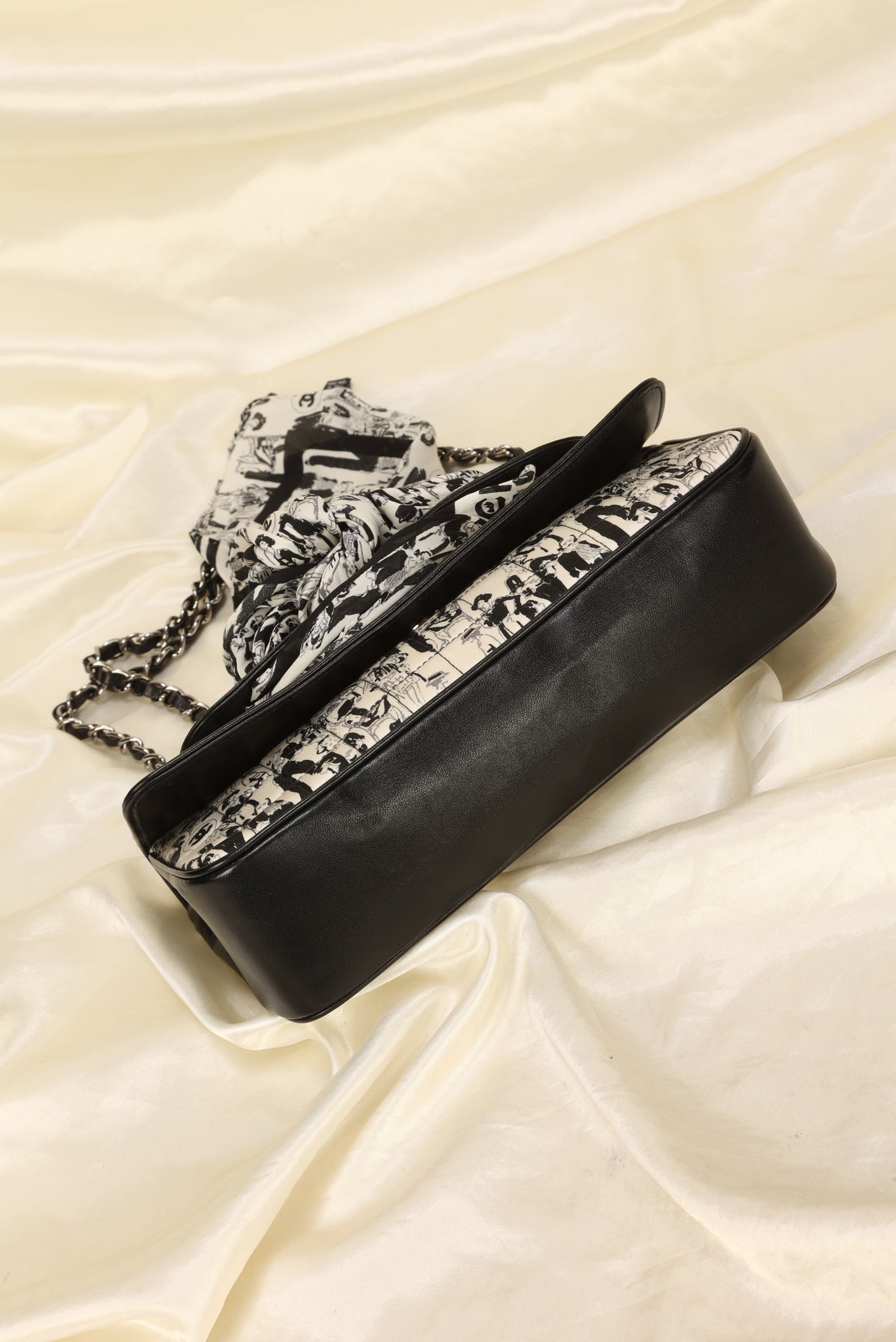 Rare Chanel Satin Flap Bag with Scarf