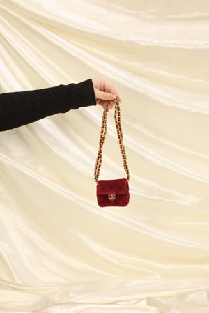 Rare Chanel Nano Velvet Flap Bag