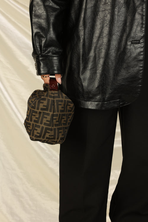 Fendi Vanity Bag Zucca Ladies Canvas Leather Handbag Makeup Cosmetics