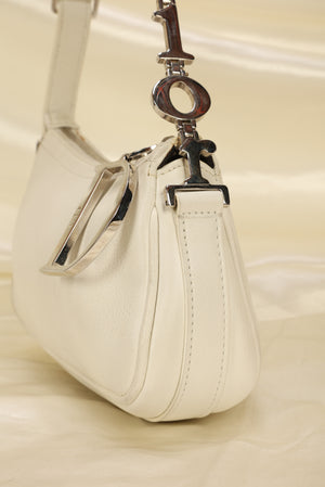Dior White Leather Pochette Shoulder Bag