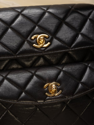 Extremely Rare Chanel Lambskin Double Turnlock Shoulder Bag