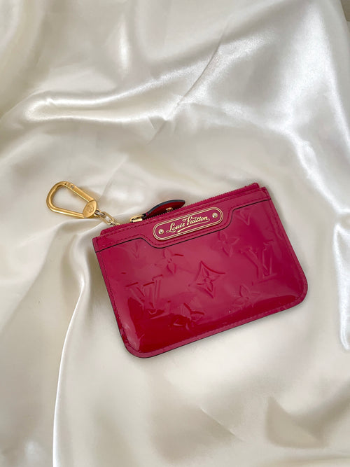 Louis Vuitton Red Monogram Vernis Pochette Cles Key Pouch Keychain Case 861605