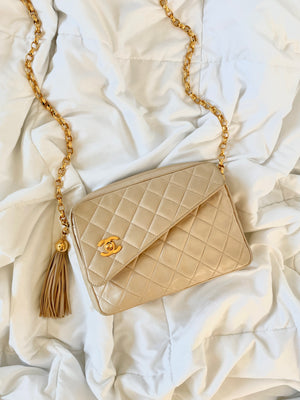 Rare Chanel Beige Lambskin Bag