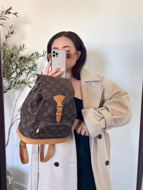 Montsouris cloth backpack Louis Vuitton Beige in Cloth - 32499261