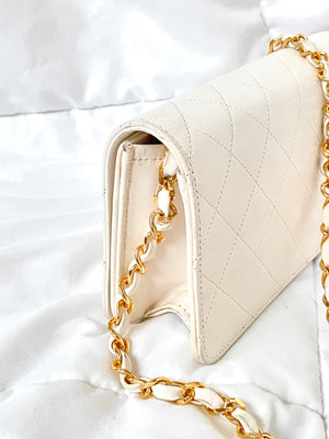 Rare Chanel White Lambskin Small Full Flap Bag