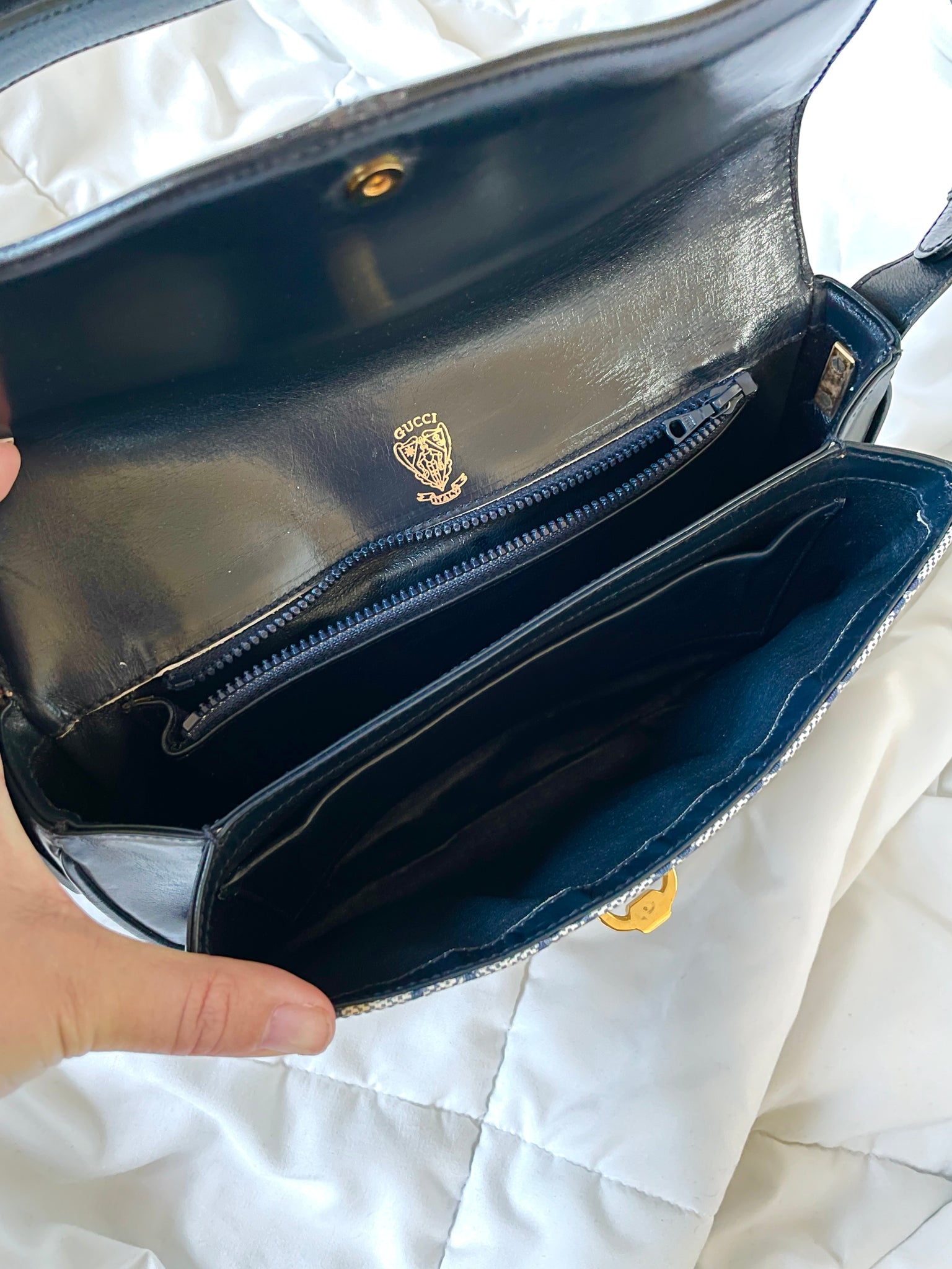 Gucci Monogram Navy Convertible Bag