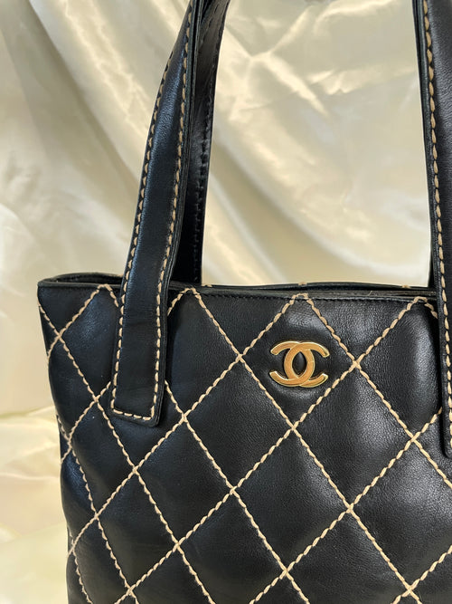 Chanel Black Quilted Wild Stitch Handbag 