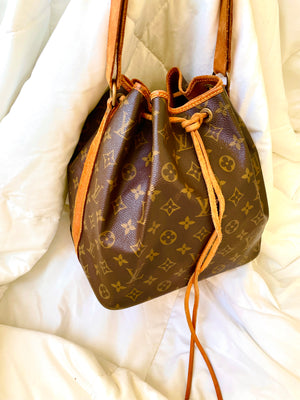 For Louis Vuitton Vintage Bucket Bag Leather Vachetta Strap