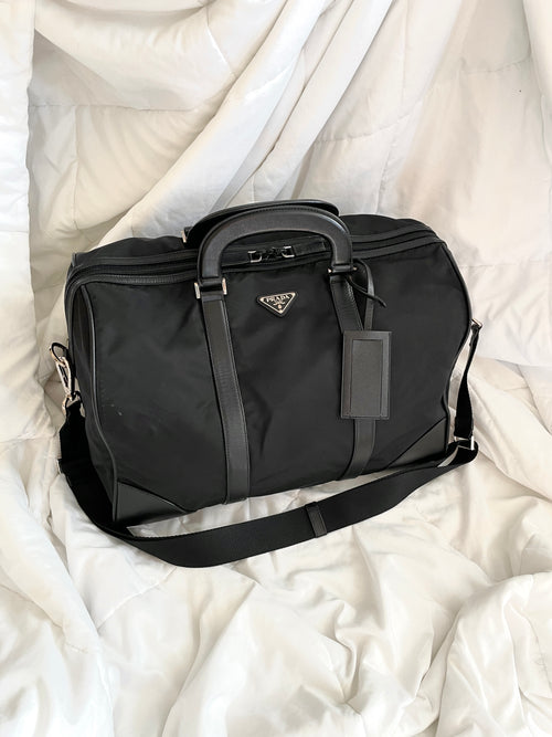 Prada, Bags, Prada Navy Renylon And Saffiano Leather Duffle Bag