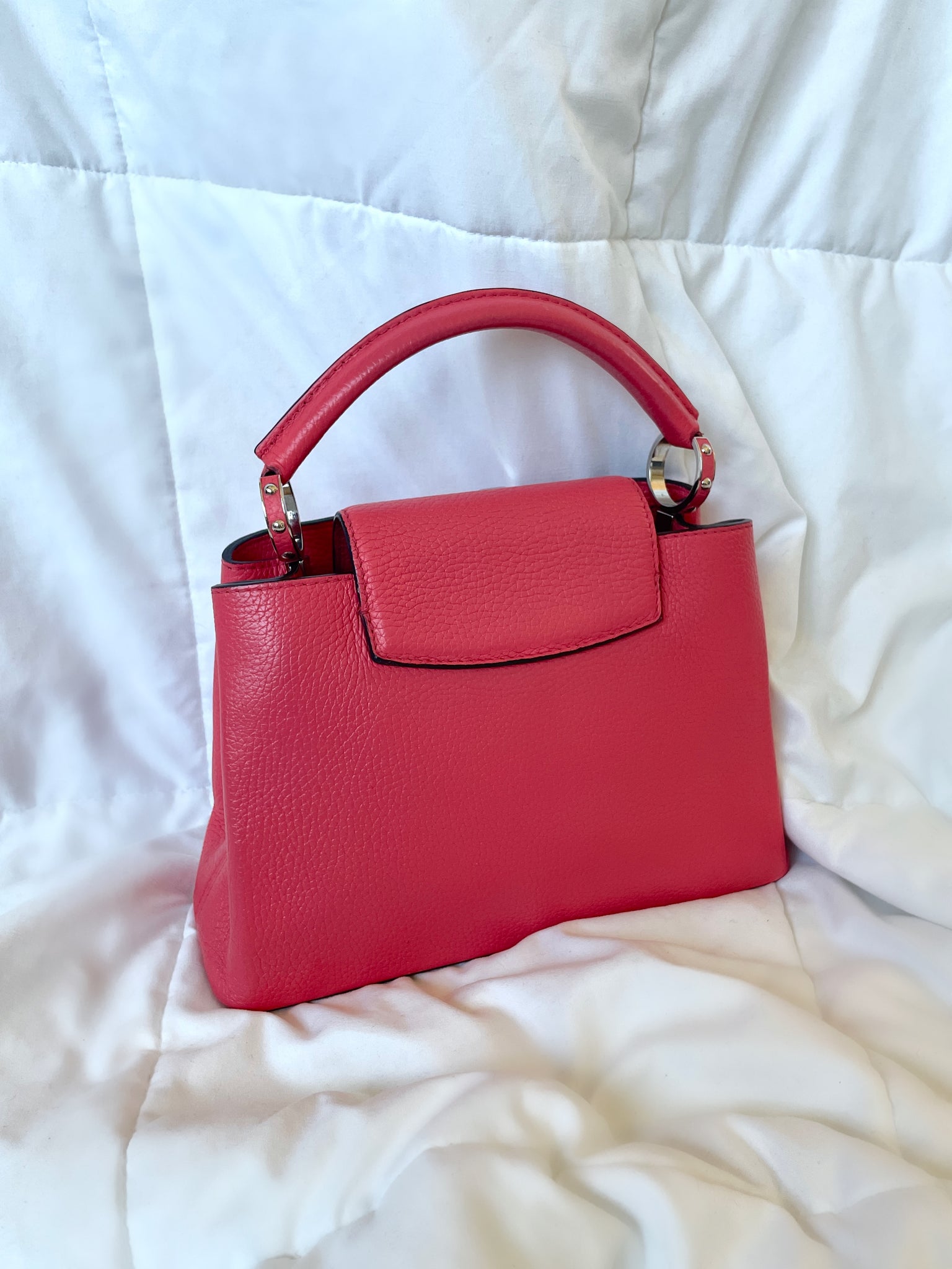 Louis Vuitton Red Taurillon Leather Capucines BB Top Handle Bag